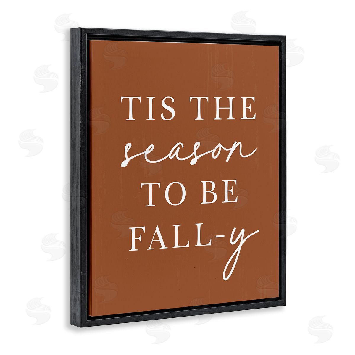 Lettered and Lined Season To Be Fall-y Black Floating Frame Canvas Wall Art Print