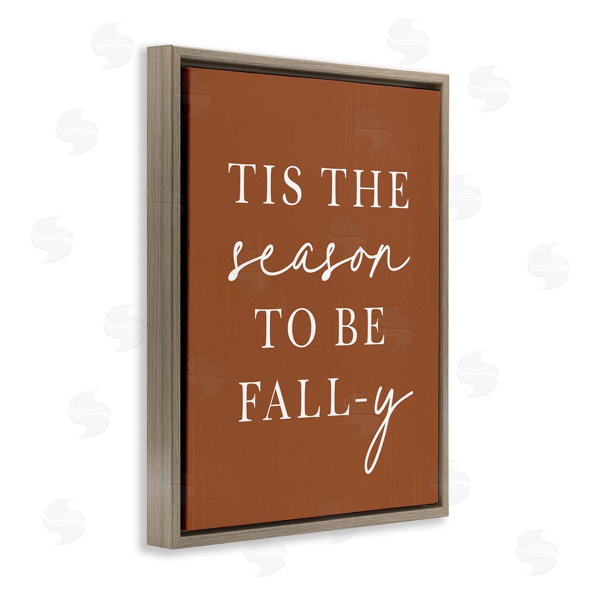 Lettered and Lined Season To Be Fall-y Brown Floating Frame Canvas Wall Art Print