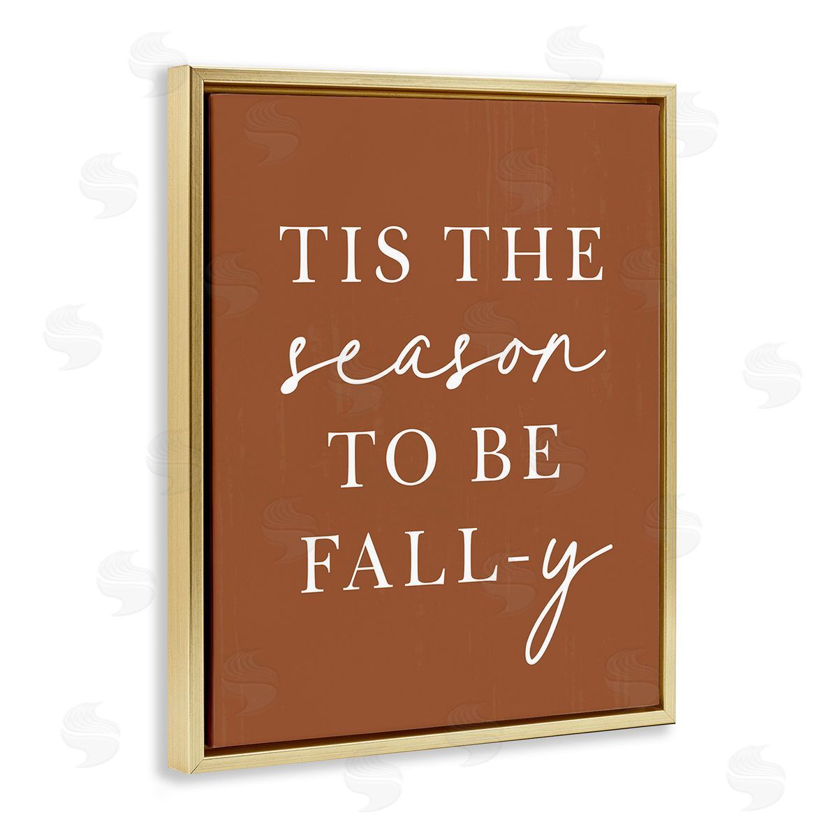 Lettered and Lined Season To Be Fall-y Gold Floating Frame Canvas Wall Art Print