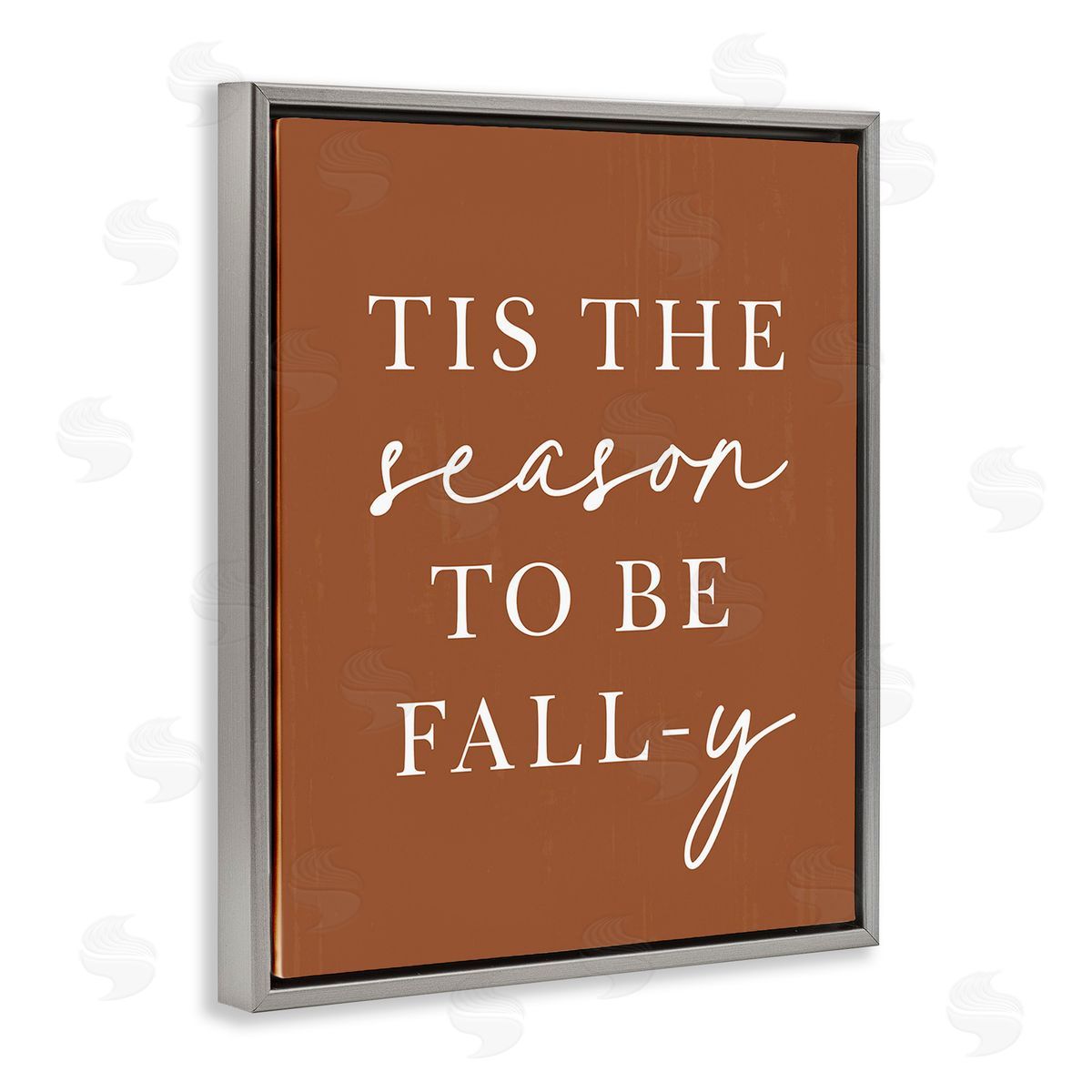 Lettered and Lined Season To Be Fall-y Gray Floating Frame Canvas Wall Art Print