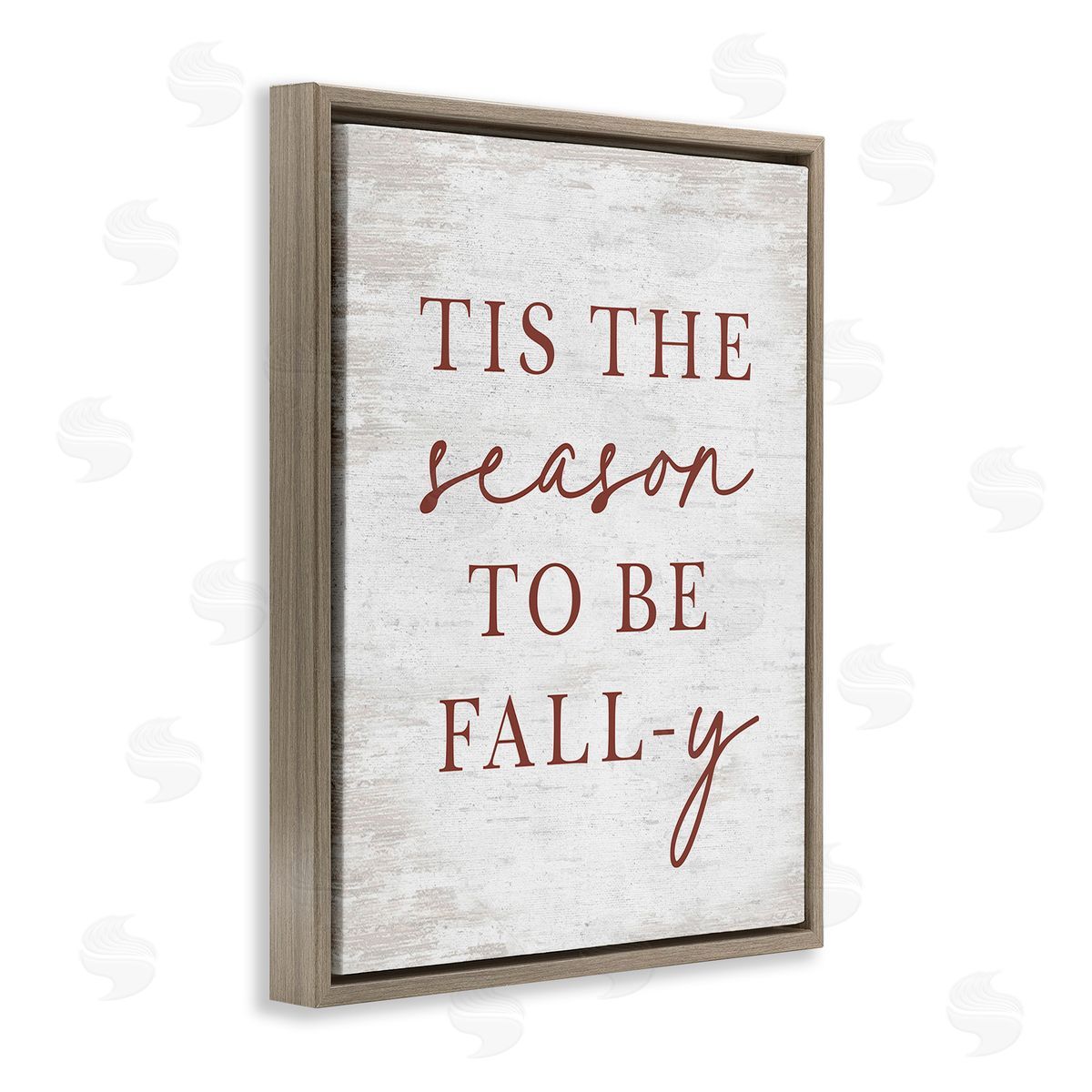 Lettered and Lined Rustic Seasonal Fall Brown Floating Frame Canvas Wall Art Print