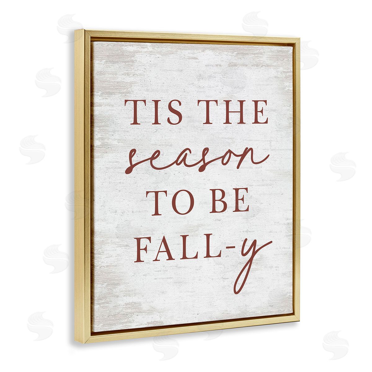 Lettered and Lined Rustic Seasonal Fall Gold Floating Frame Canvas Wall Art Print