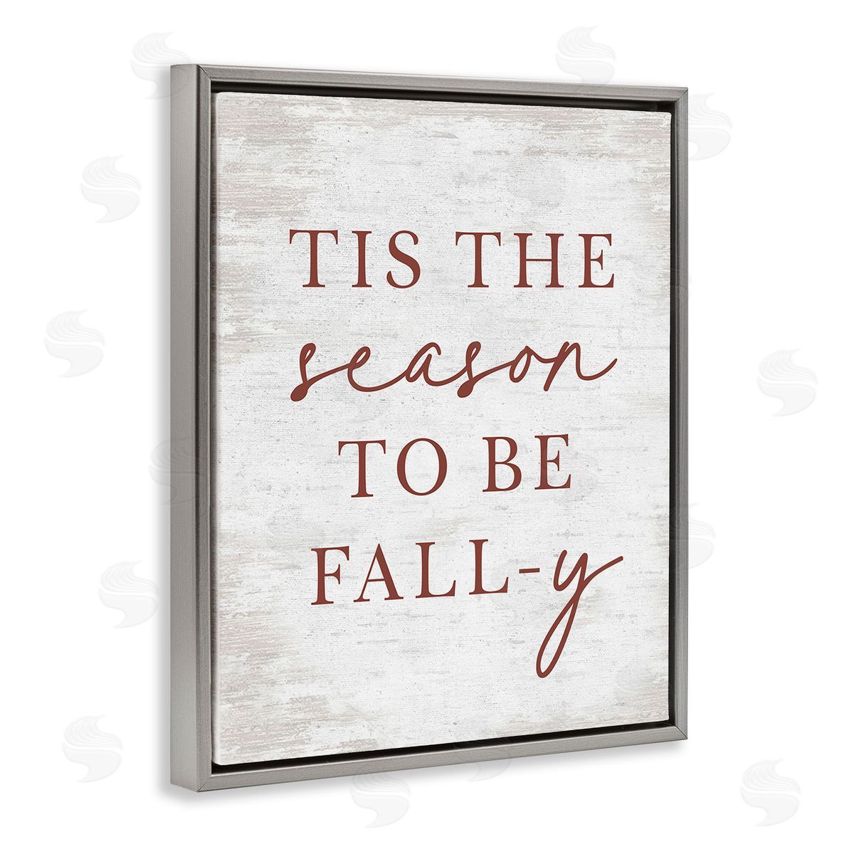 Lettered and Lined Rustic Seasonal Fall Gray Floating Frame Canvas Wall Art Print