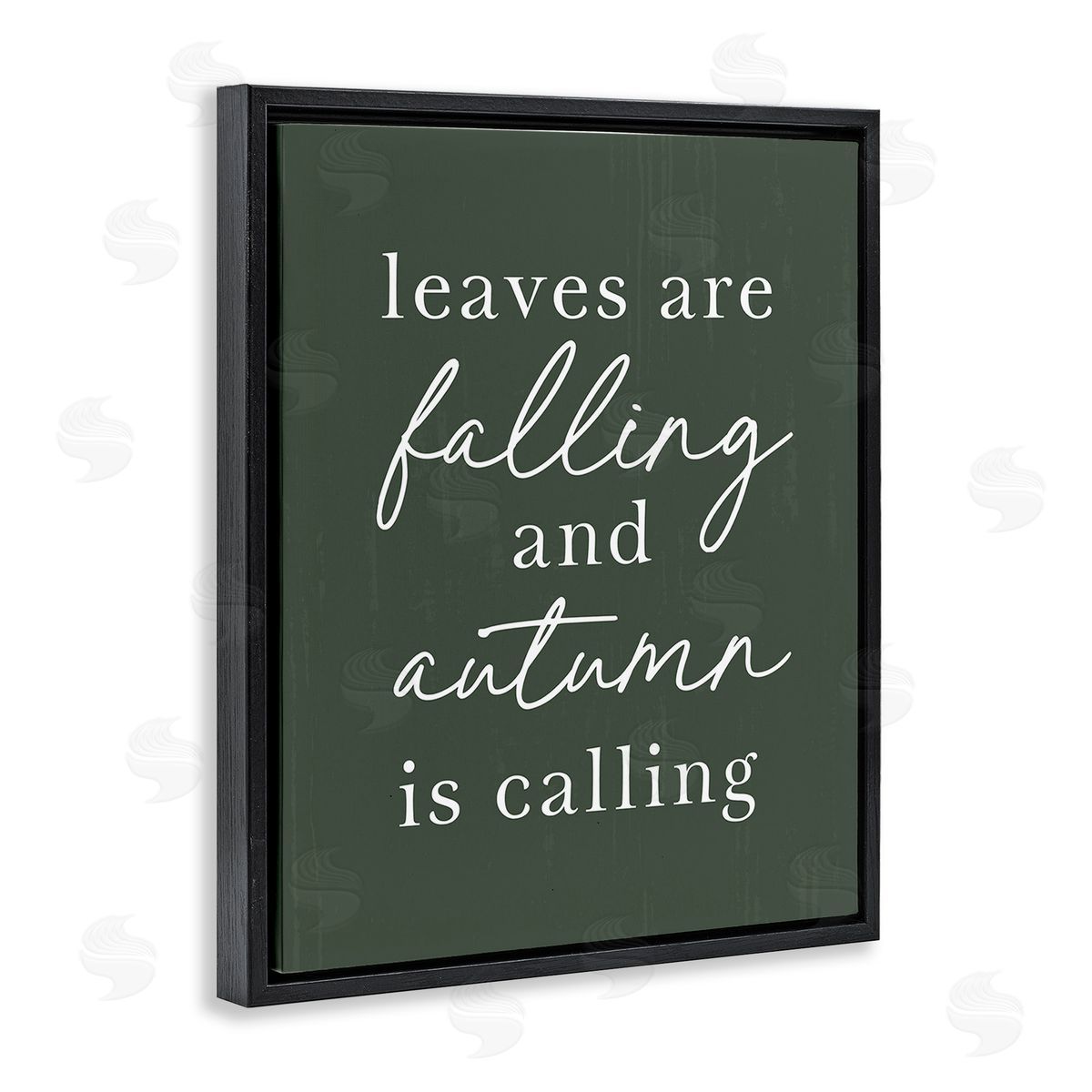 Lettered and Lined Leaves Are Falling Black Floating Frame Canvas Wall Art Print