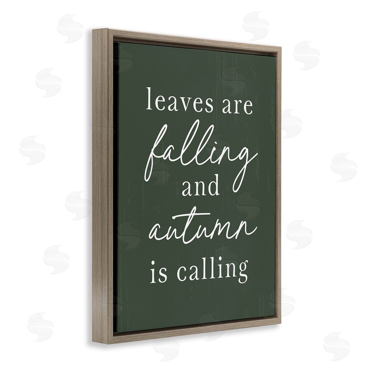 Lettered and Lined Leaves Are Falling Brown Floating Frame Canvas Wall Art Print