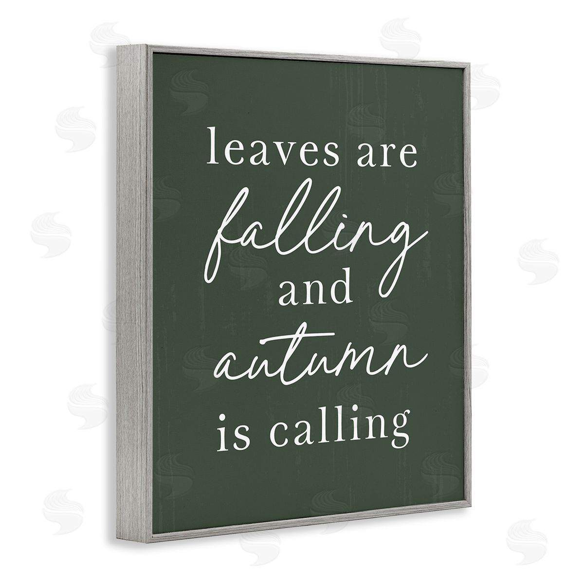 Lettered and Lined Leaves Are Falling Gray Framed Giclee Wall Art Print