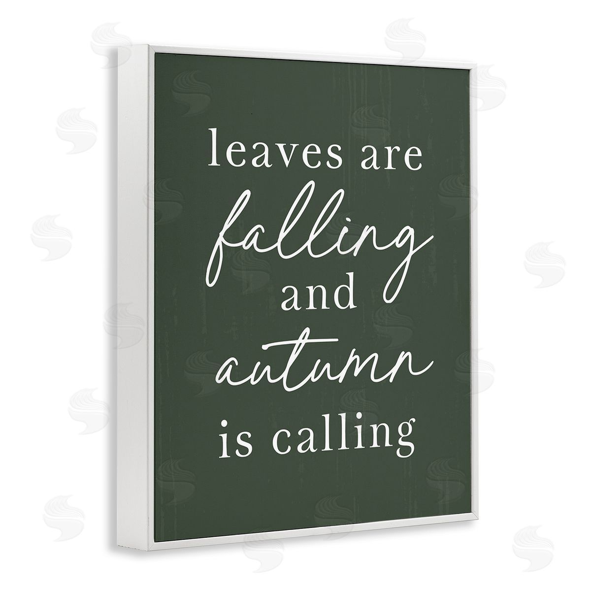 Lettered and Lined Leaves Are Falling White Framed Giclee Wall Art Print