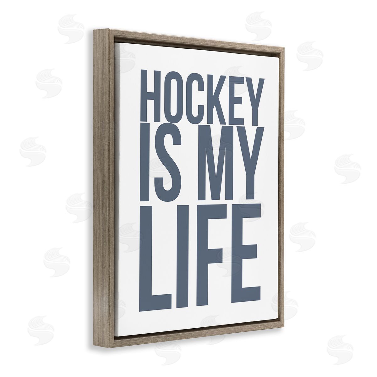 Leah Straatsma Hockey Is Life Brown Floating Frame Canvas Wall Art Print