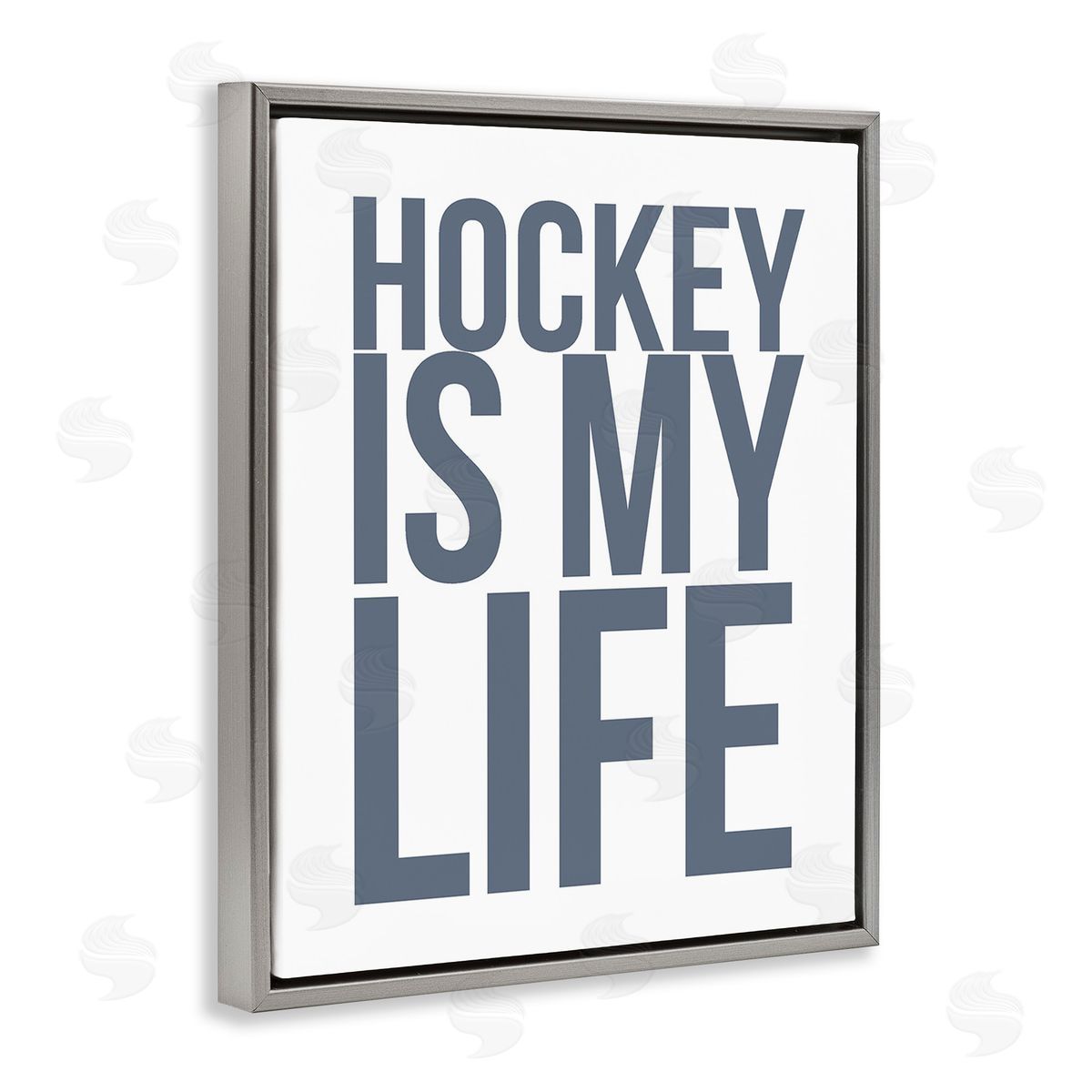 Leah Straatsma Hockey Is Life Gray Floating Frame Canvas Wall Art Print