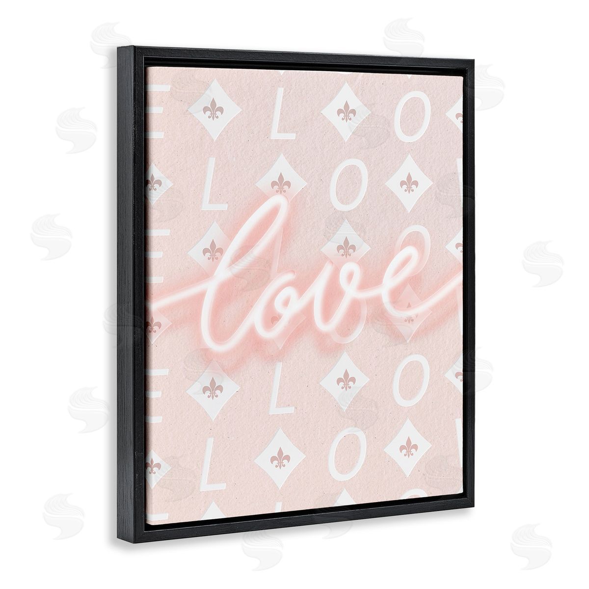 Leah Straatsma Pastel Love on Pattern Black Floating Frame Canvas Wall Art Print