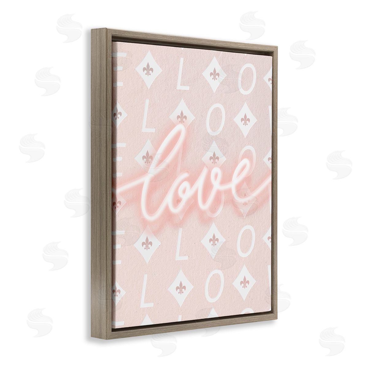 Leah Straatsma Pastel Love on Pattern Brown Floating Frame Canvas Wall Art Print