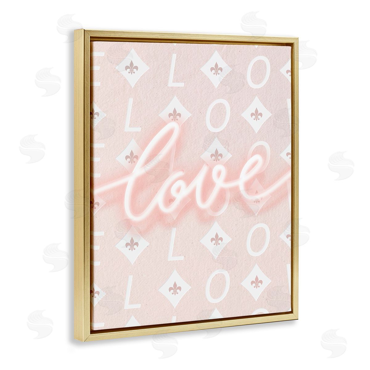 Leah Straatsma Pastel Love on Pattern Gold Floating Frame Canvas Wall Art Print