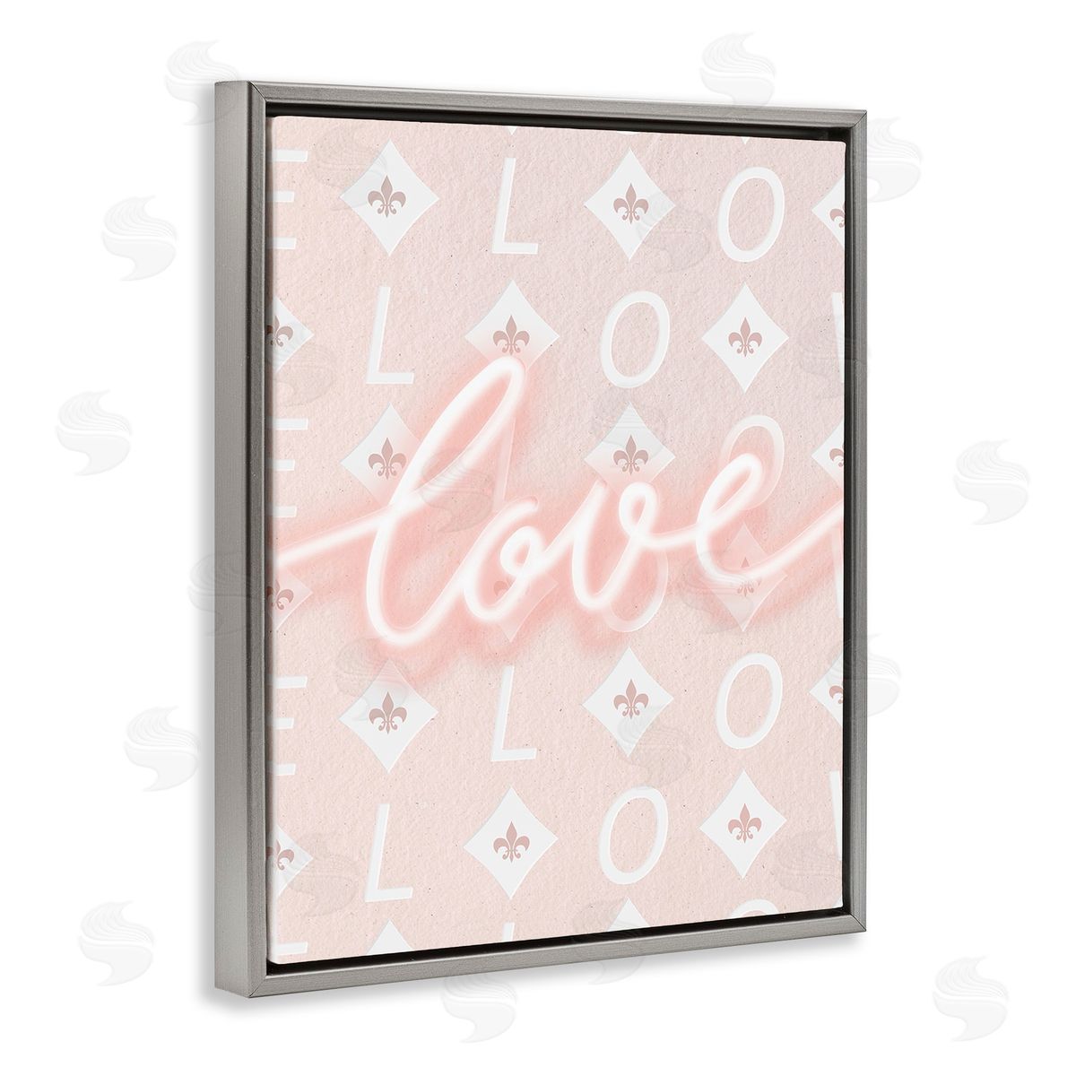 Leah Straatsma Pastel Love on Pattern Gray Floating Frame Canvas Wall Art Print