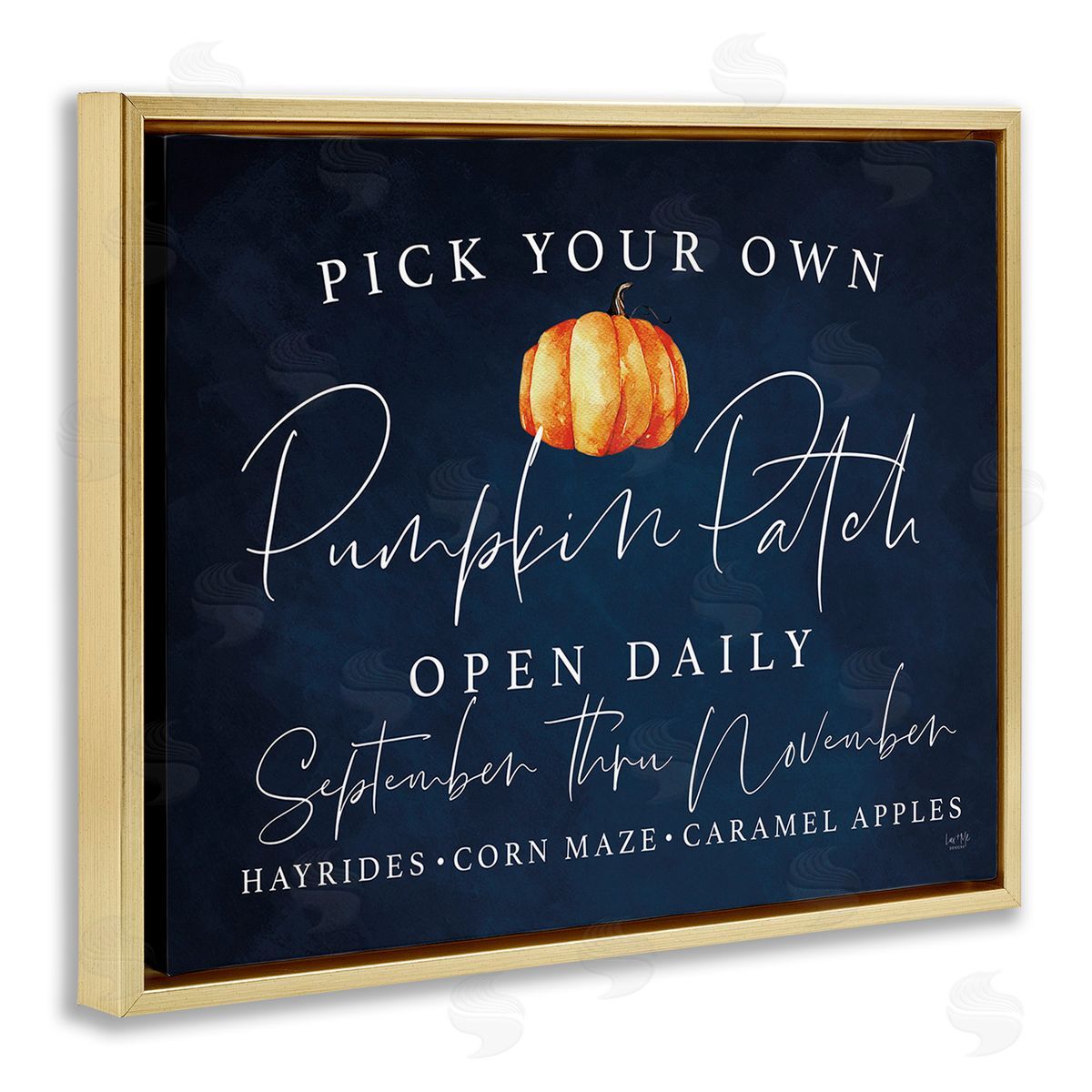 Lux + Me Designs Pick Your Own Pumpkins Gold Floating Frame Canvas Wall Art Print