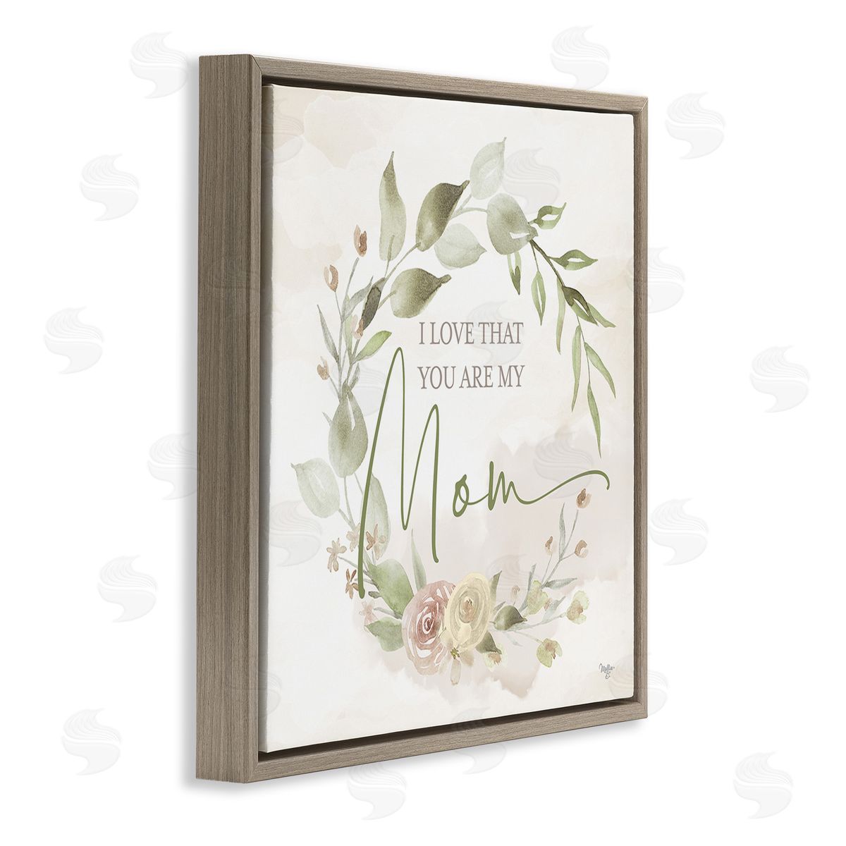 Mollie B. Mother's Day Rose Wreath Brown Floating Frame Canvas Wall Art Print