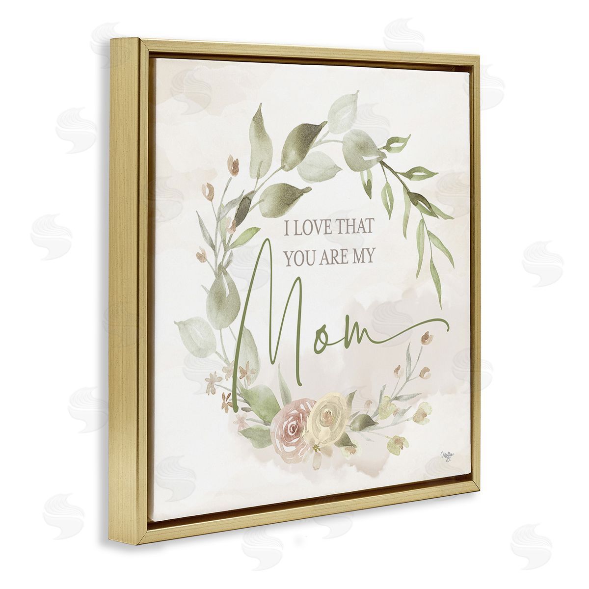 Mollie B. Mother's Day Rose Wreath Gold Floating Frame Canvas Wall Art Print