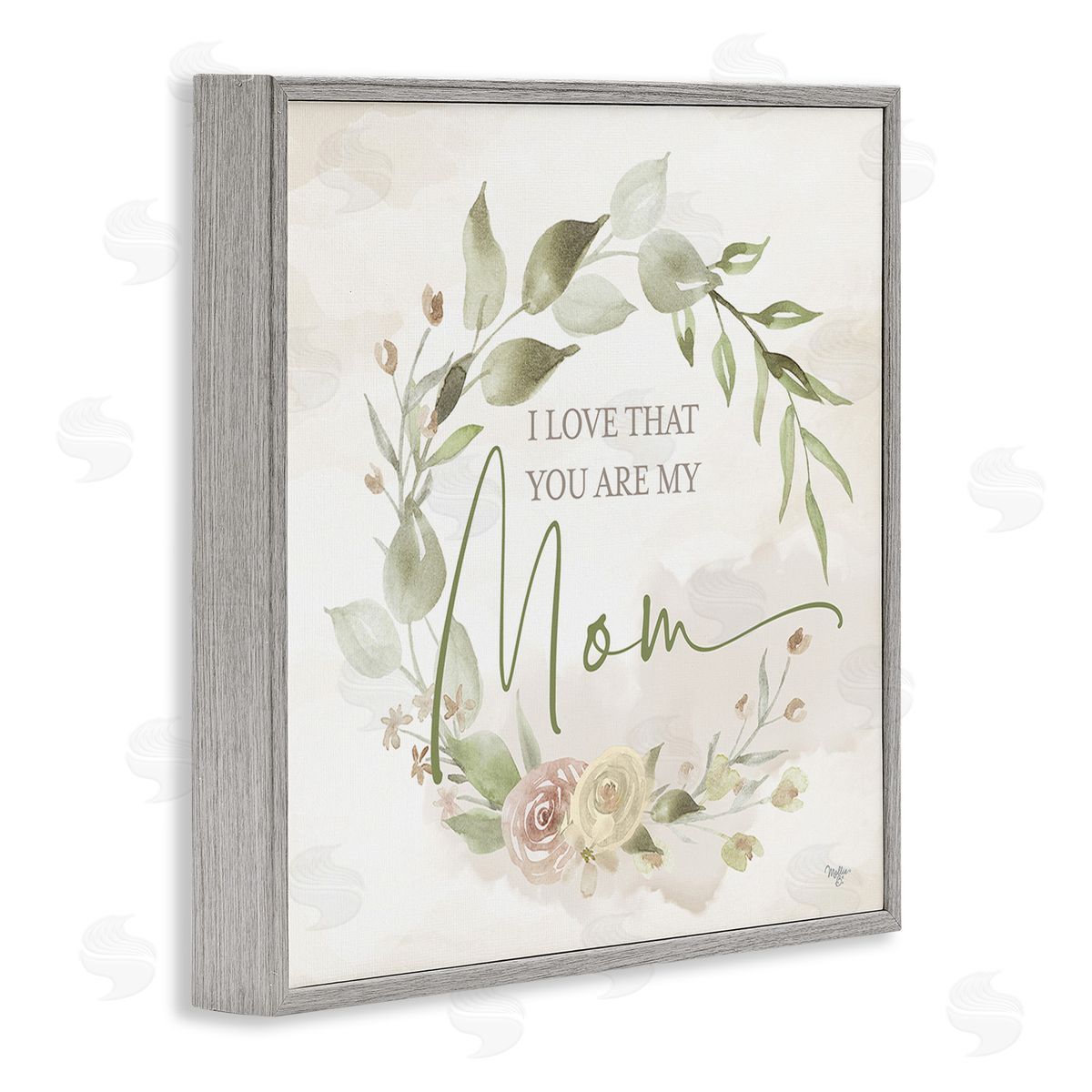 Mollie B. Mother's Day Rose Wreath Gray Framed Giclee Wall Art Print