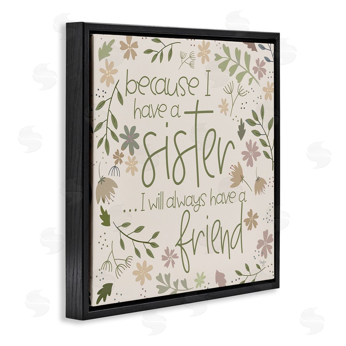 Mollie B. Botanical Sister Friendship Black Floating Frame Canvas Wall Art Print