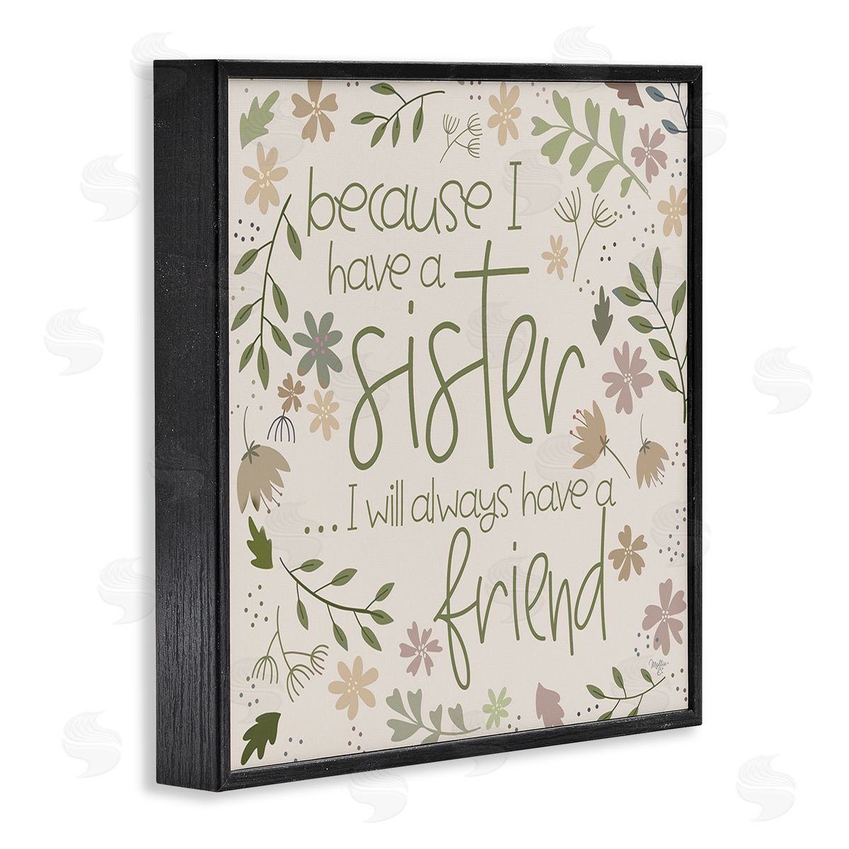 Mollie B. Botanical Sister Friendship Black Framed Giclee Wall Art Print