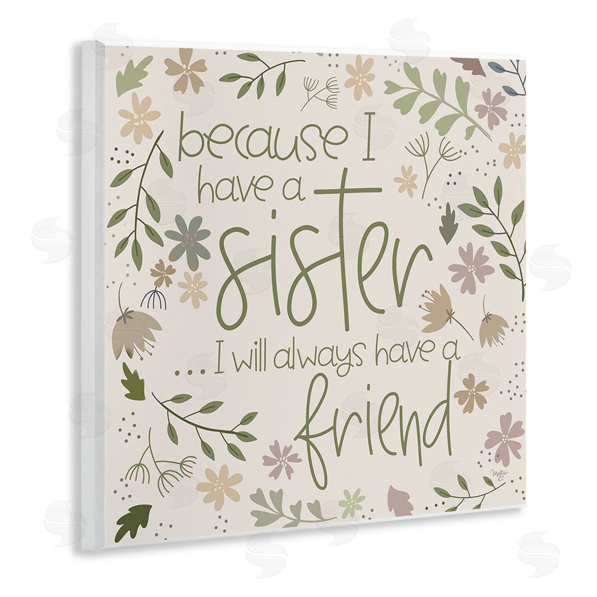 Mollie B. Botanical Sister Friendship Wooden Wall Plaque Art Print