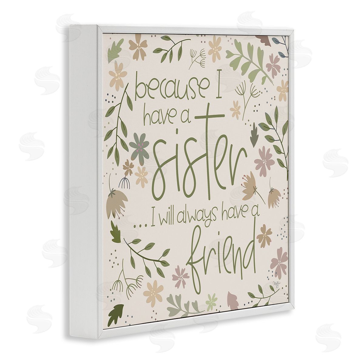 Mollie B. Botanical Sister Friendship White Framed Giclee Wall Art Print
