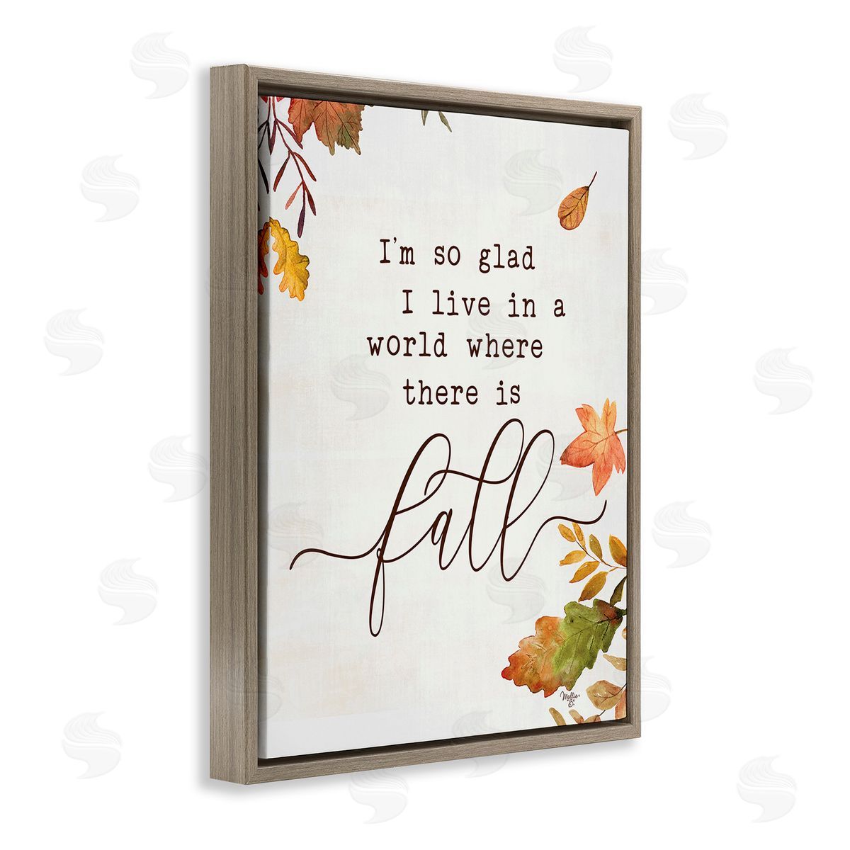 Mollie B. A World With Fall Brown Floating Frame Canvas Wall Art Print