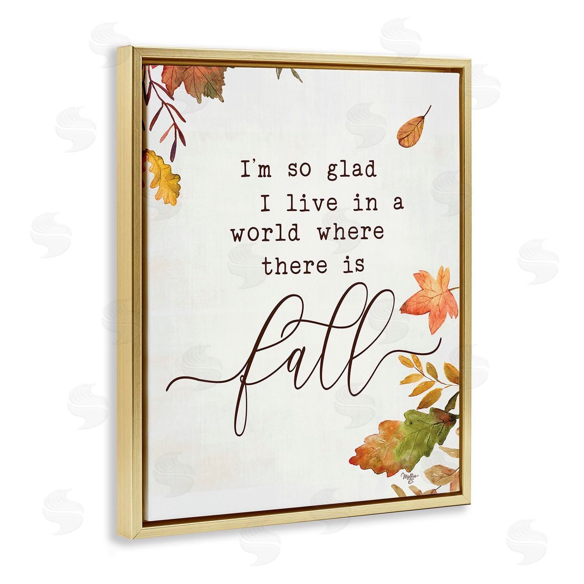 Mollie B. A World With Fall Gold Floating Frame Canvas Wall Art Print