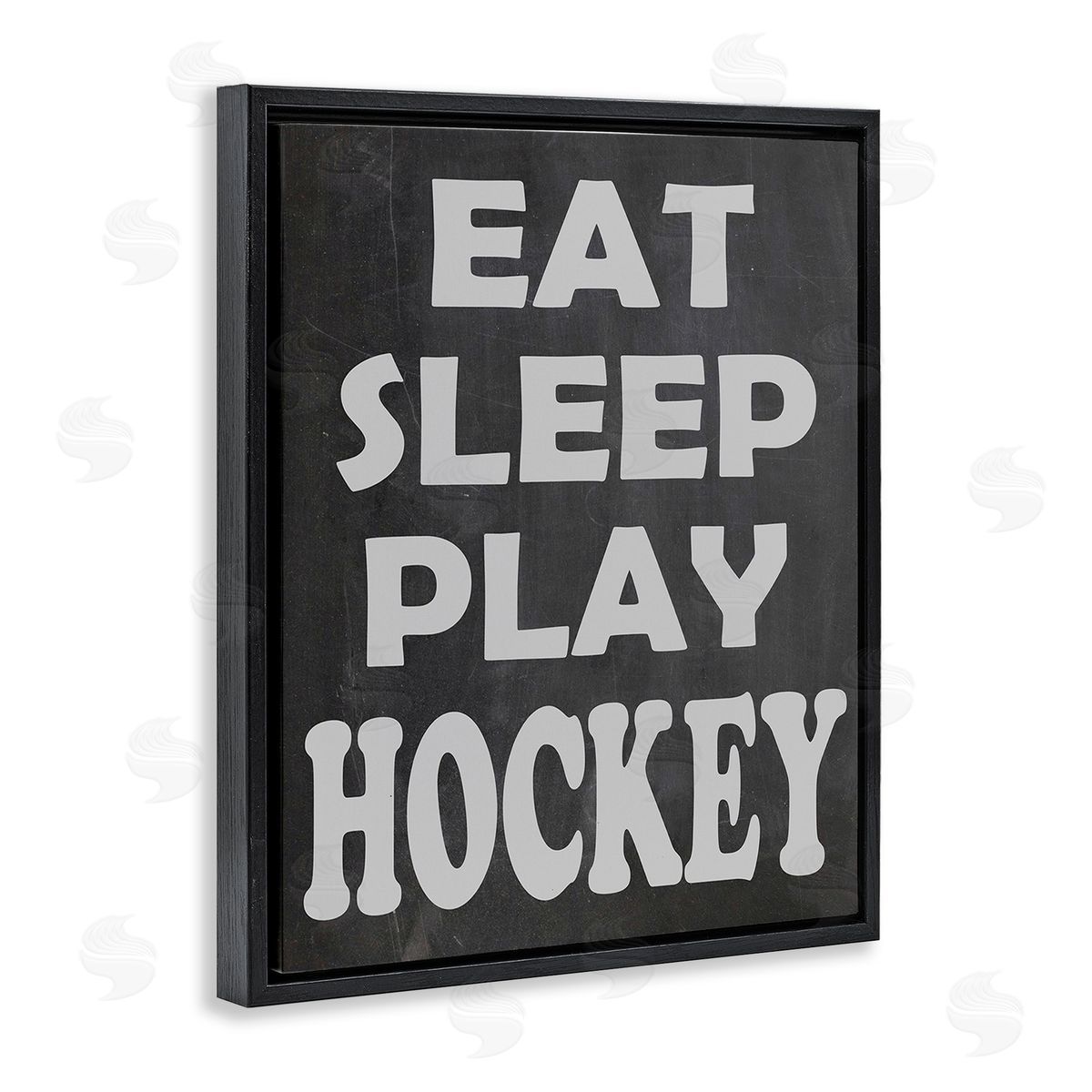 Olivia Jean Eat Sleep Play Hockey Black Floating Frame Canvas Wall Art Print