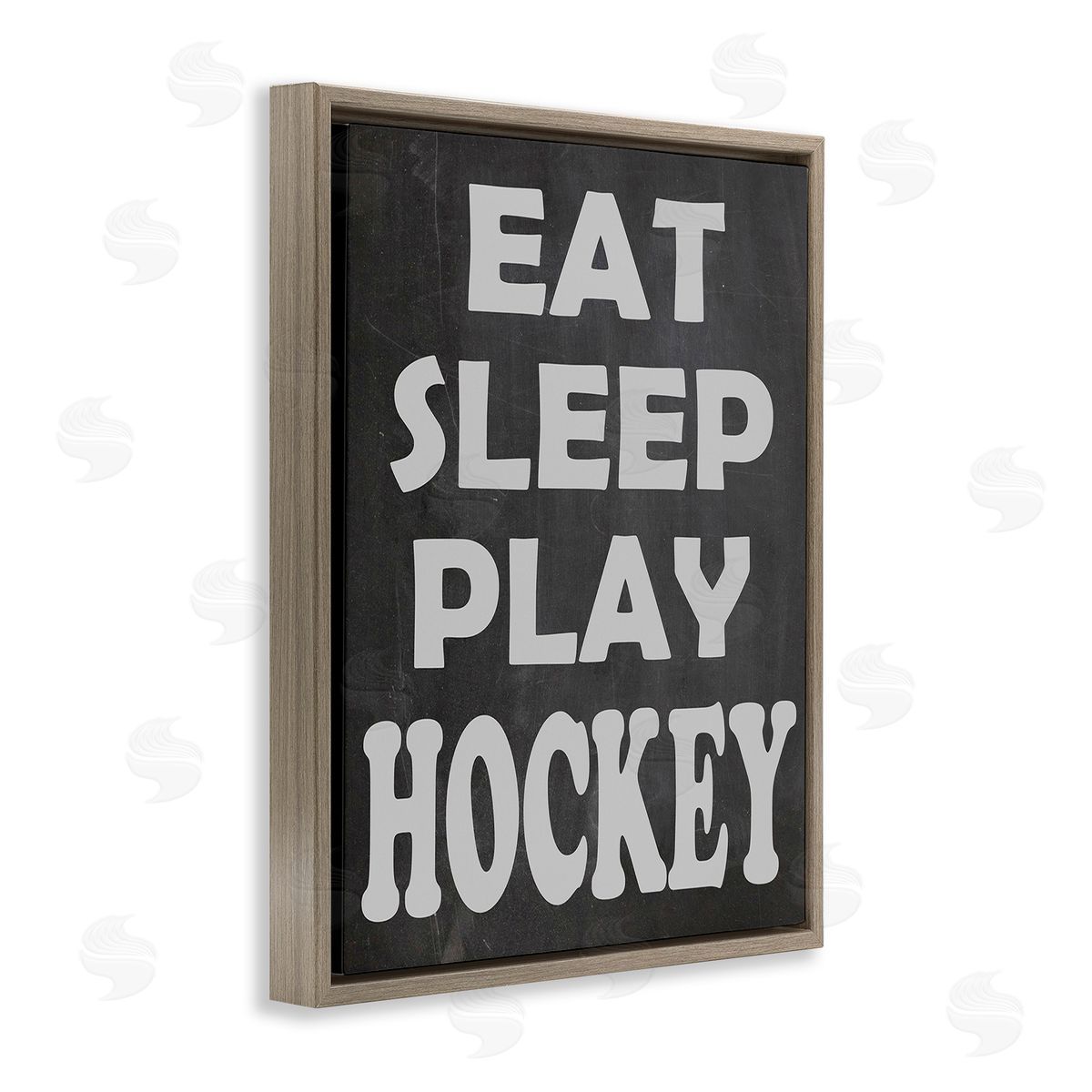 Olivia Jean Eat Sleep Play Hockey Brown Floating Frame Canvas Wall Art Print