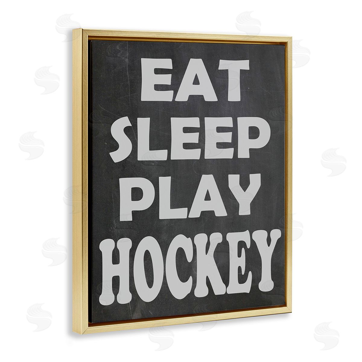 Olivia Jean Eat Sleep Play Hockey Gold Floating Frame Canvas Wall Art Print