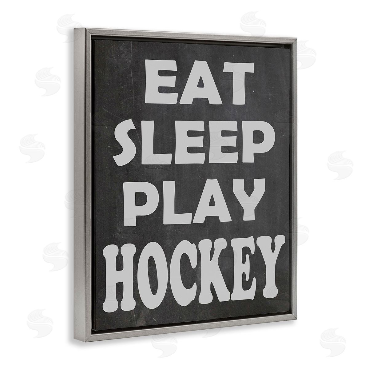 Olivia Jean Eat Sleep Play Hockey Gray Floating Frame Canvas Wall Art Print