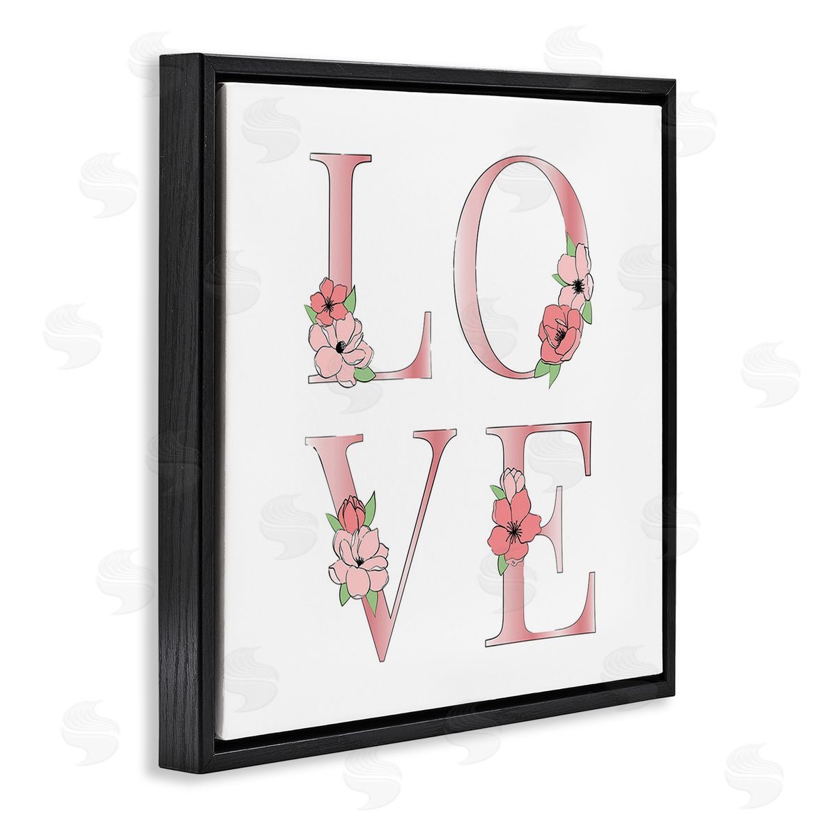 Martina Pavlova Love With Floral Blooms Black Floating Frame Canvas Wall Art Print