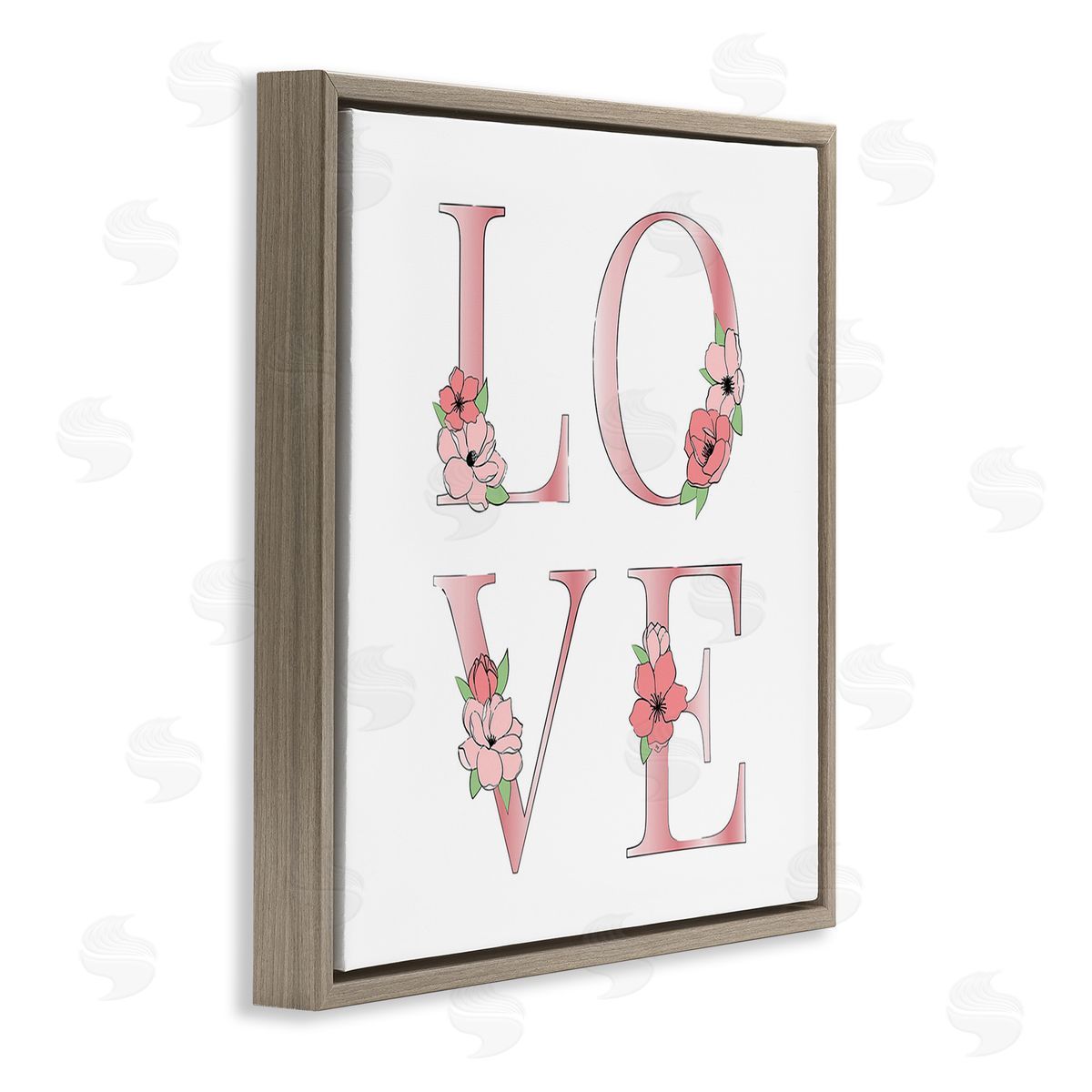 Martina Pavlova Love With Floral Blooms Brown Floating Frame Canvas Wall Art Print