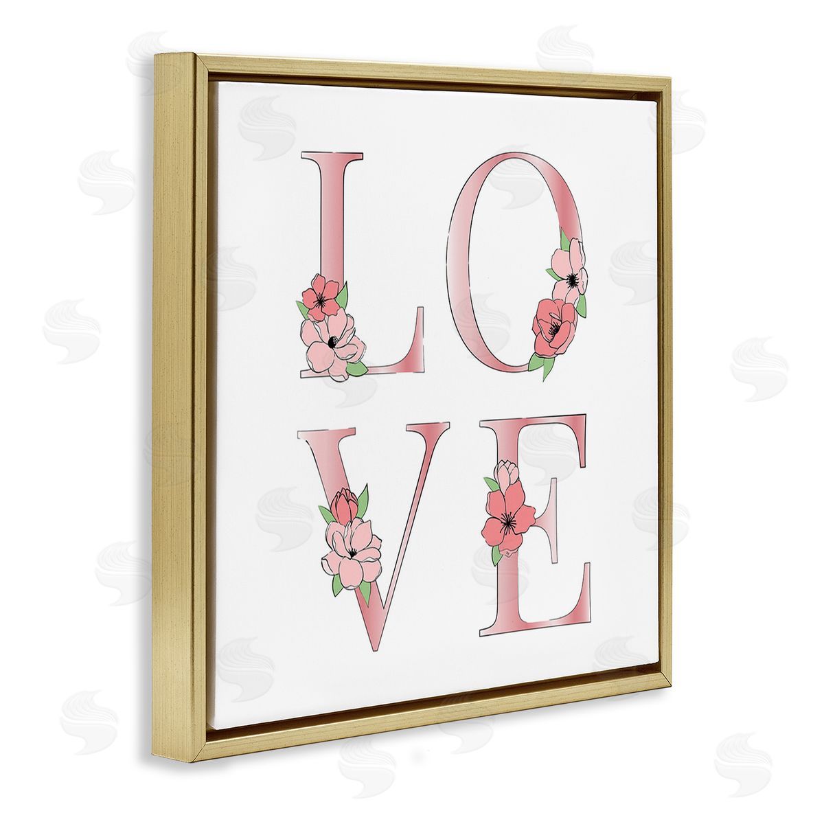 Martina Pavlova Love With Floral Blooms Gold Floating Frame Canvas Wall Art Print