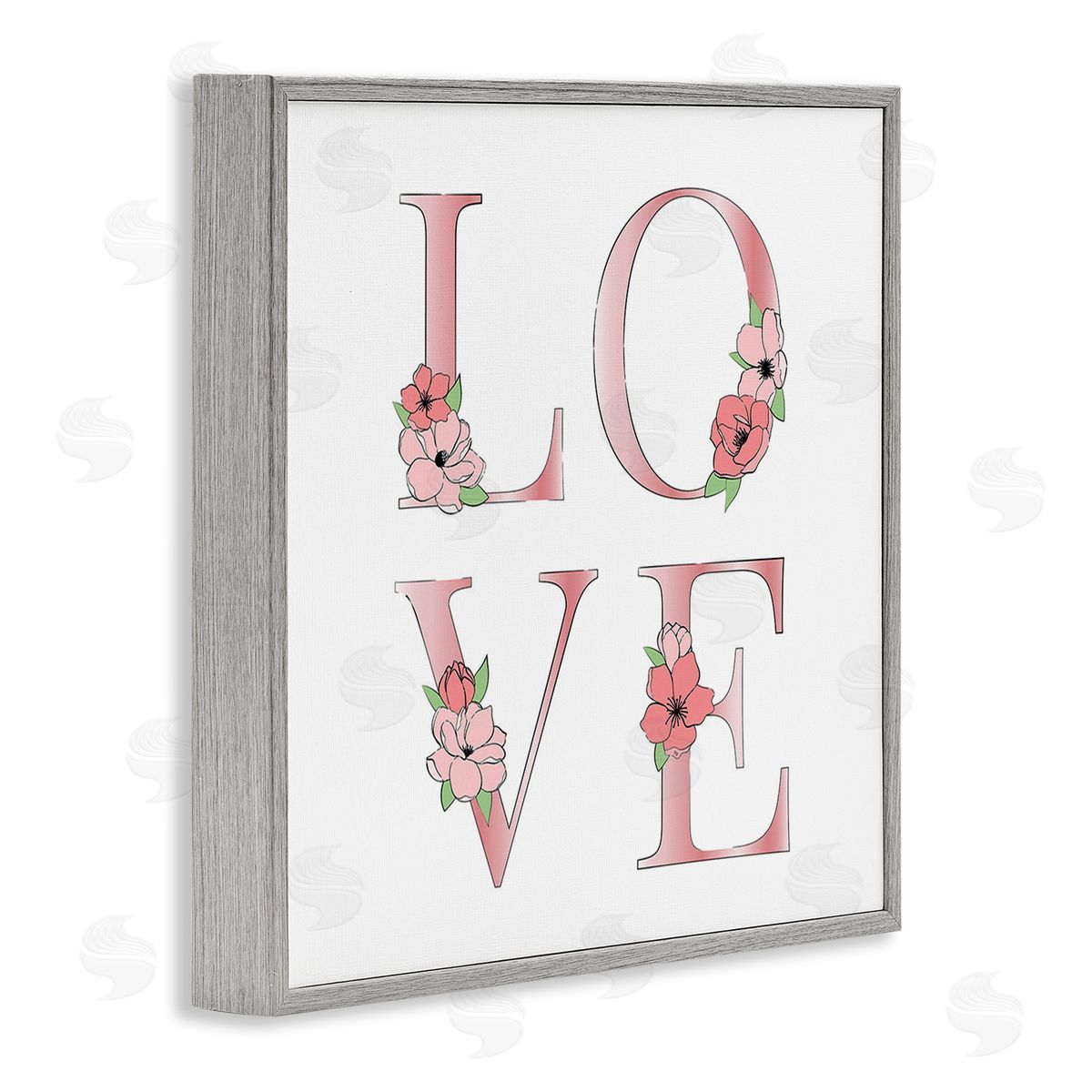 Martina Pavlova Love With Floral Blooms Gray Framed Giclee Wall Art Print
