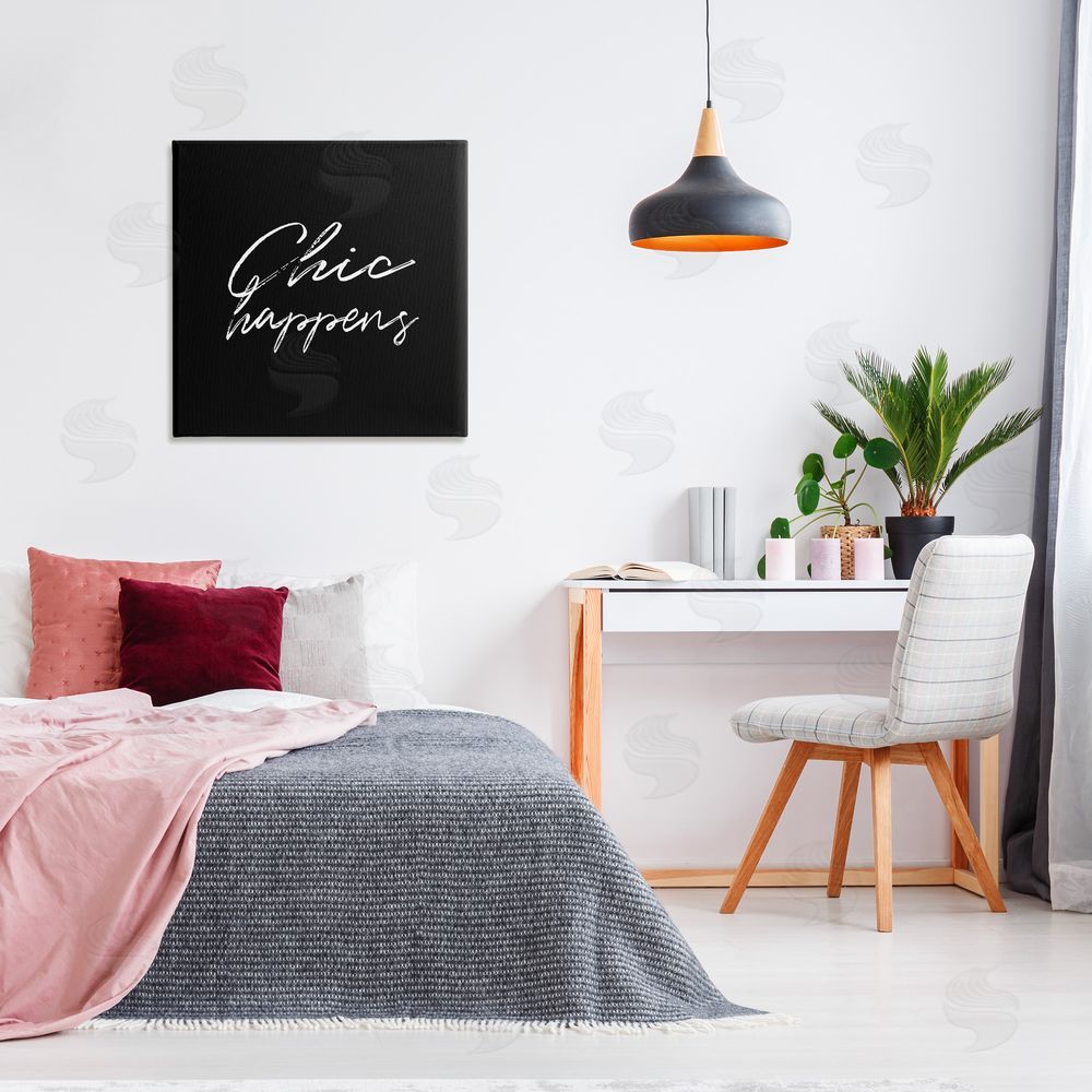 Martina Pavlova Chic Happens on Black Canvas Wall Art Print in Room