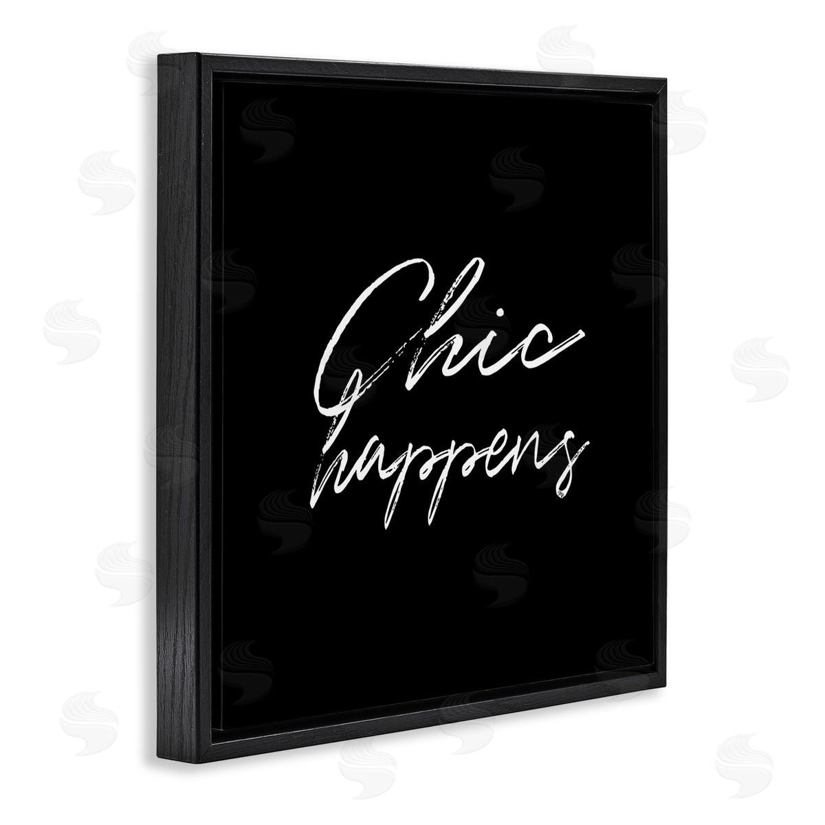 Martina Pavlova Chic Happens on Black Black Floating Frame Canvas Wall Art Print