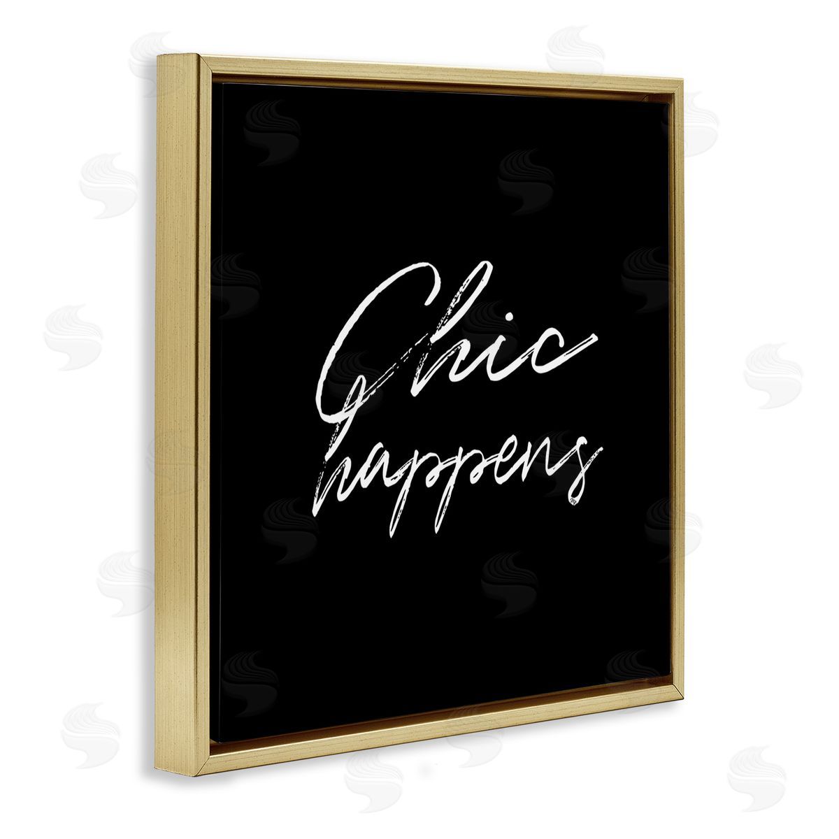 Martina Pavlova Chic Happens on Black Gold Floating Frame Canvas Wall Art Print