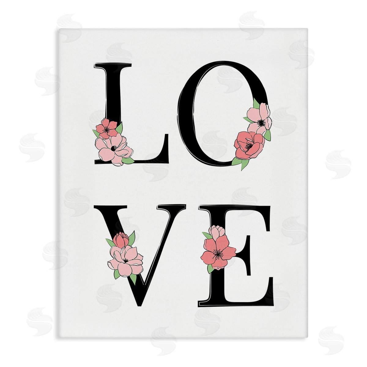 Martina Pavlova Love with Floral Letters Canvas Wall Art Print