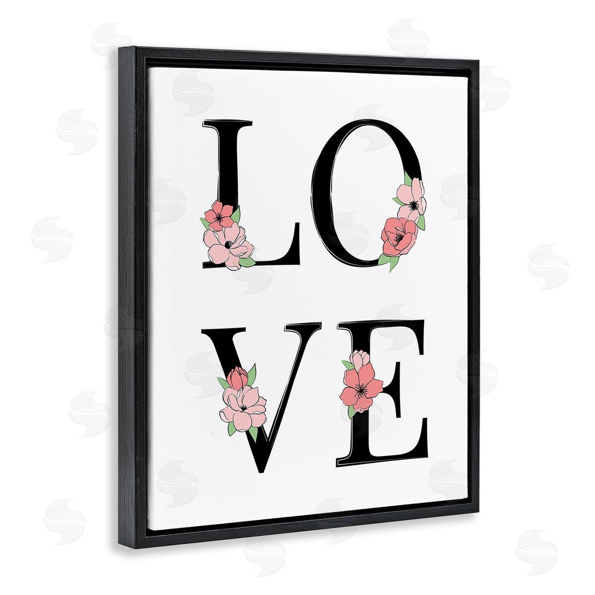 Martina Pavlova Love with Floral Letters Black Floating Frame Canvas Wall Art Print