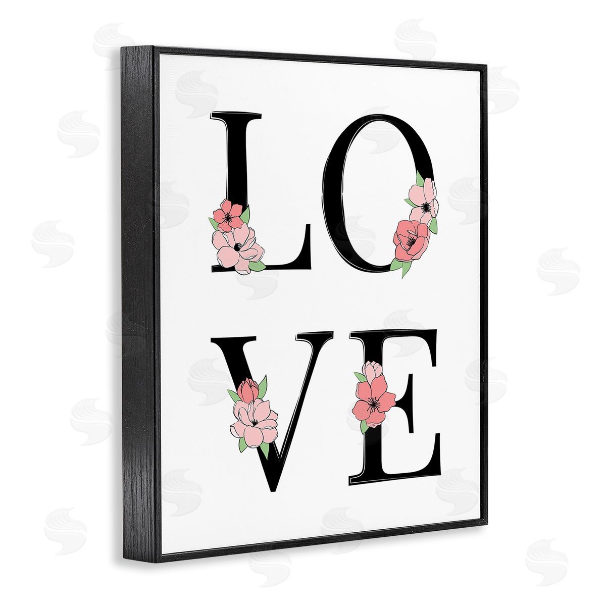 Martina Pavlova Love with Floral Letters Black Framed Giclee Wall Art Print