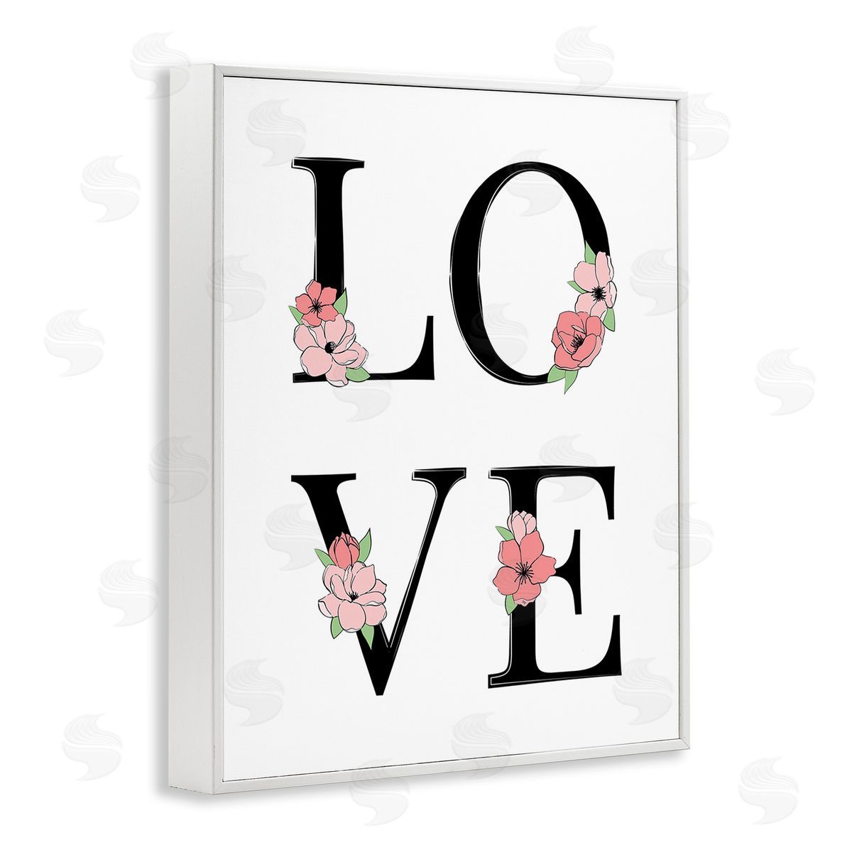 Martina Pavlova Love with Floral Letters White Framed Giclee Wall Art Print