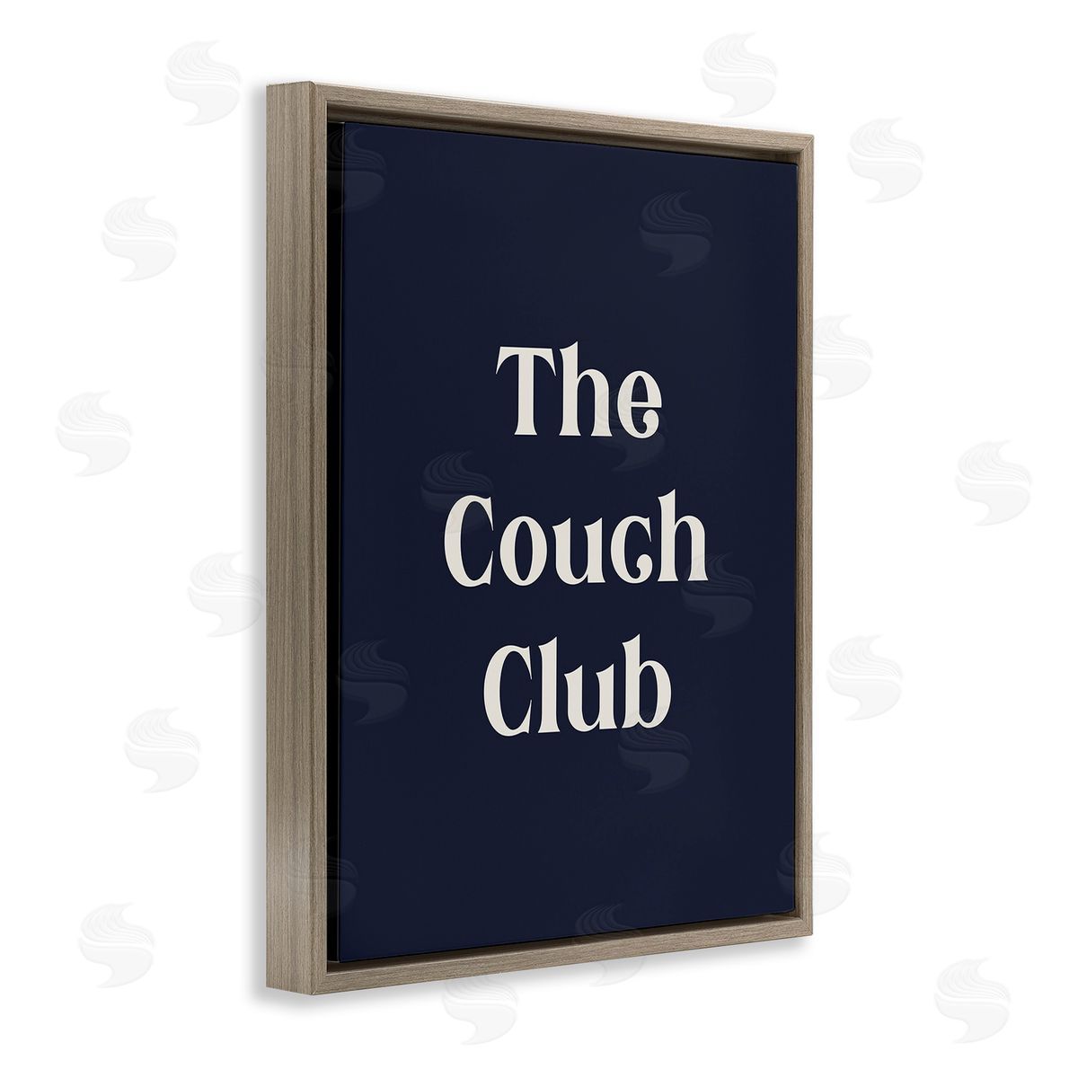 Stupell Studio Couch Club Phrase Brown Floating Frame Canvas Wall Art Print