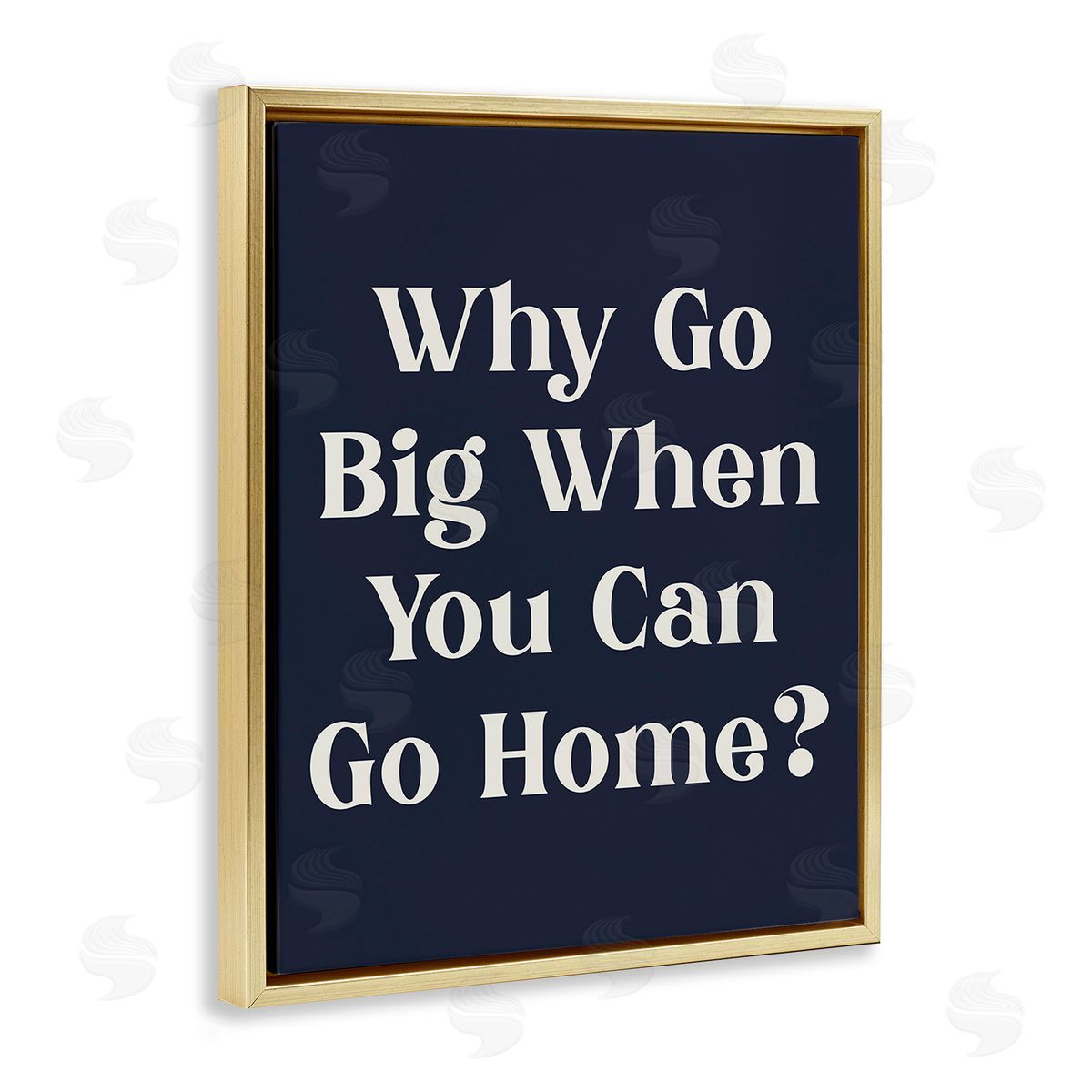 Stupell Studio Funny Why Go Big Gold Floating Frame Canvas Wall Art Print