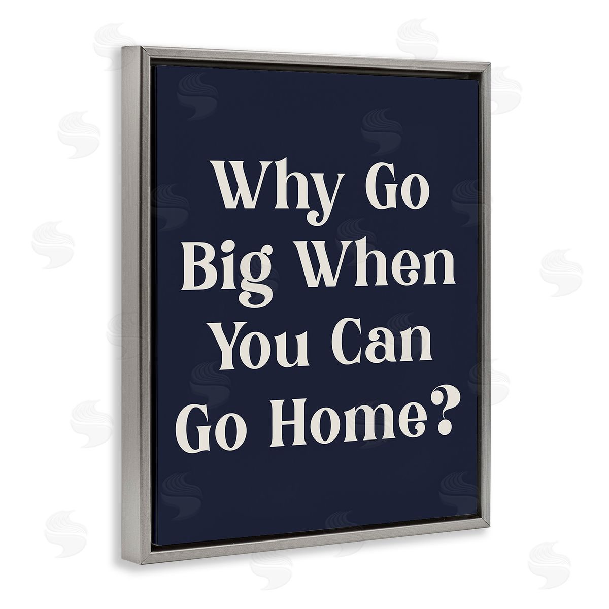 Stupell Studio Funny Why Go Big Gray Floating Frame Canvas Wall Art Print