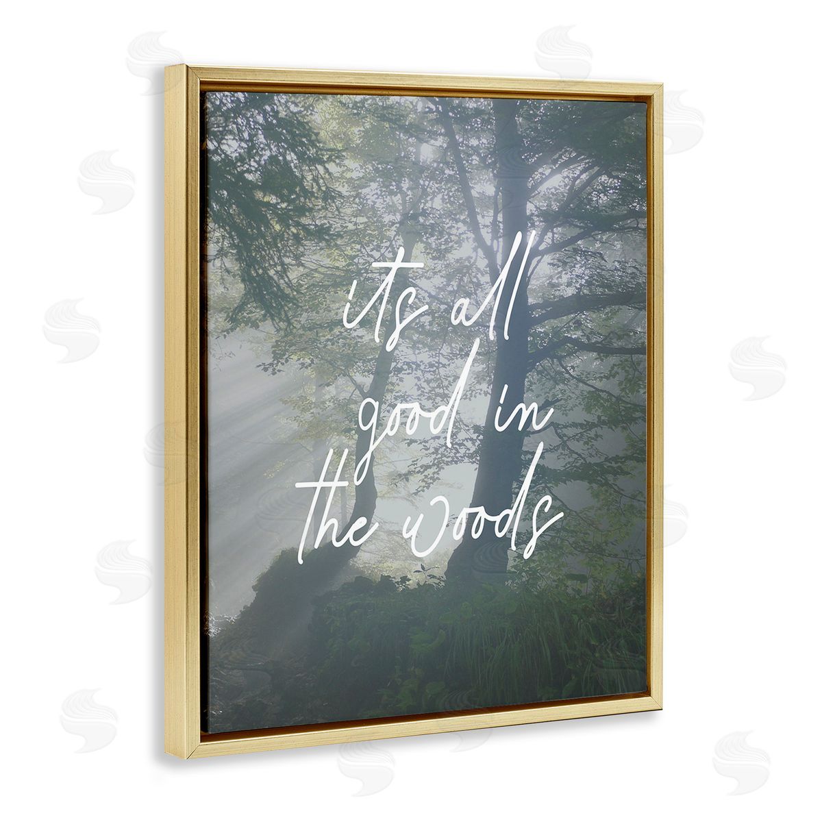 Stupell Studio All Good In Woods Gold Floating Frame Canvas Wall Art Print