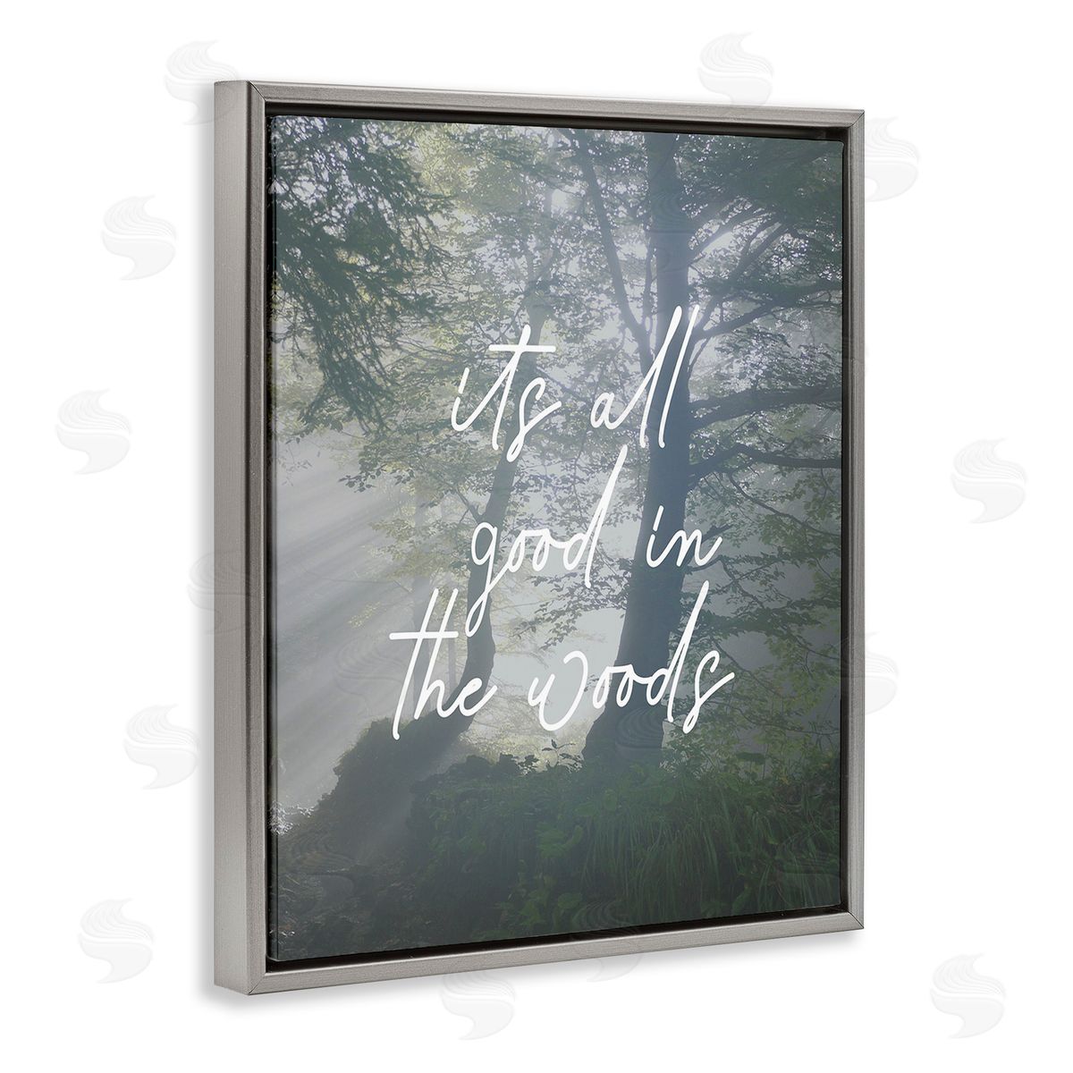 Stupell Studio All Good In Woods Gray Floating Frame Canvas Wall Art Print