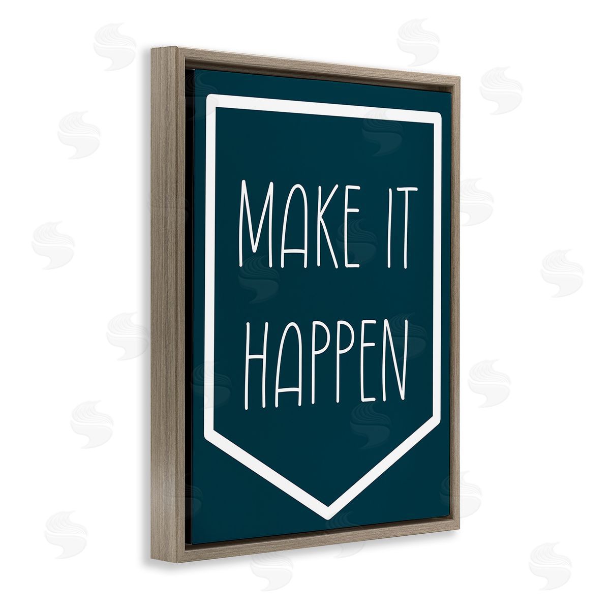 Stupell Studio Minimal Make It Happen Brown Floating Frame Canvas Wall Art Print