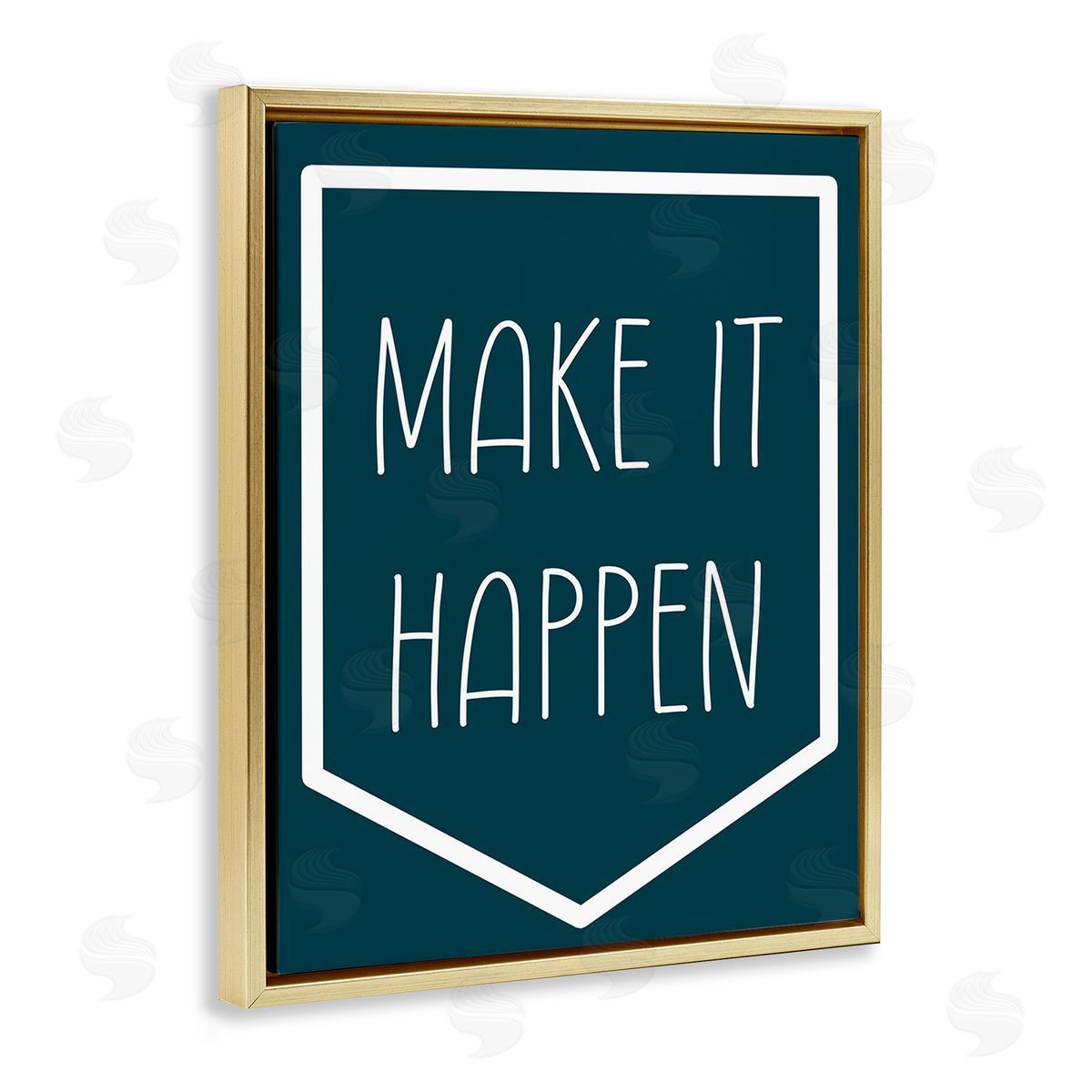 Stupell Studio Minimal Make It Happen Gold Floating Frame Canvas Wall Art Print