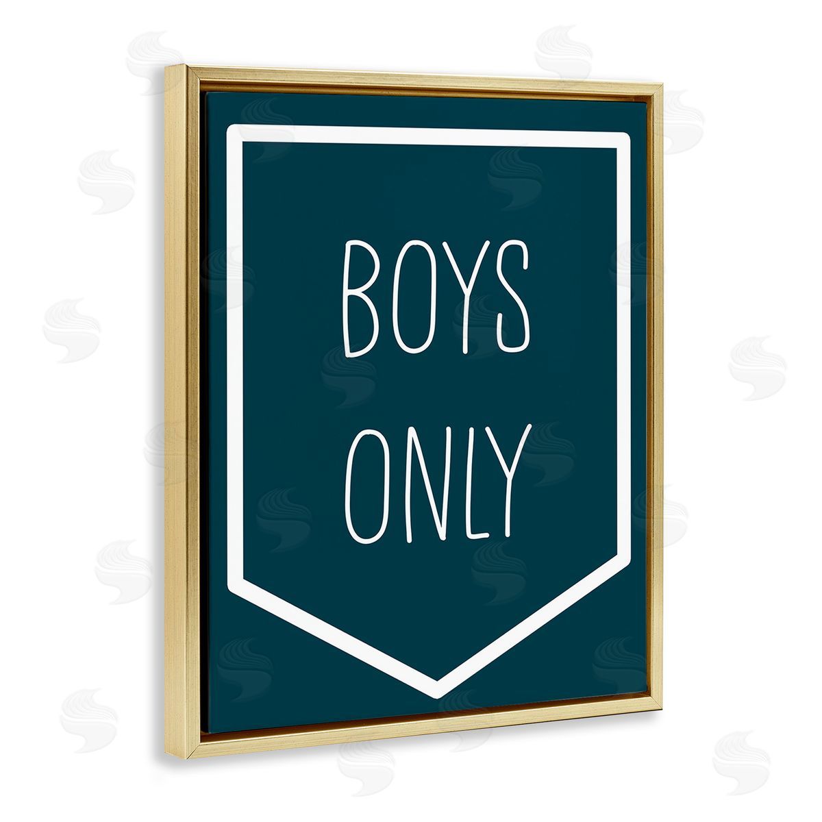 Stupell Studio Minimal Boys Only Gold Floating Frame Canvas Wall Art Print